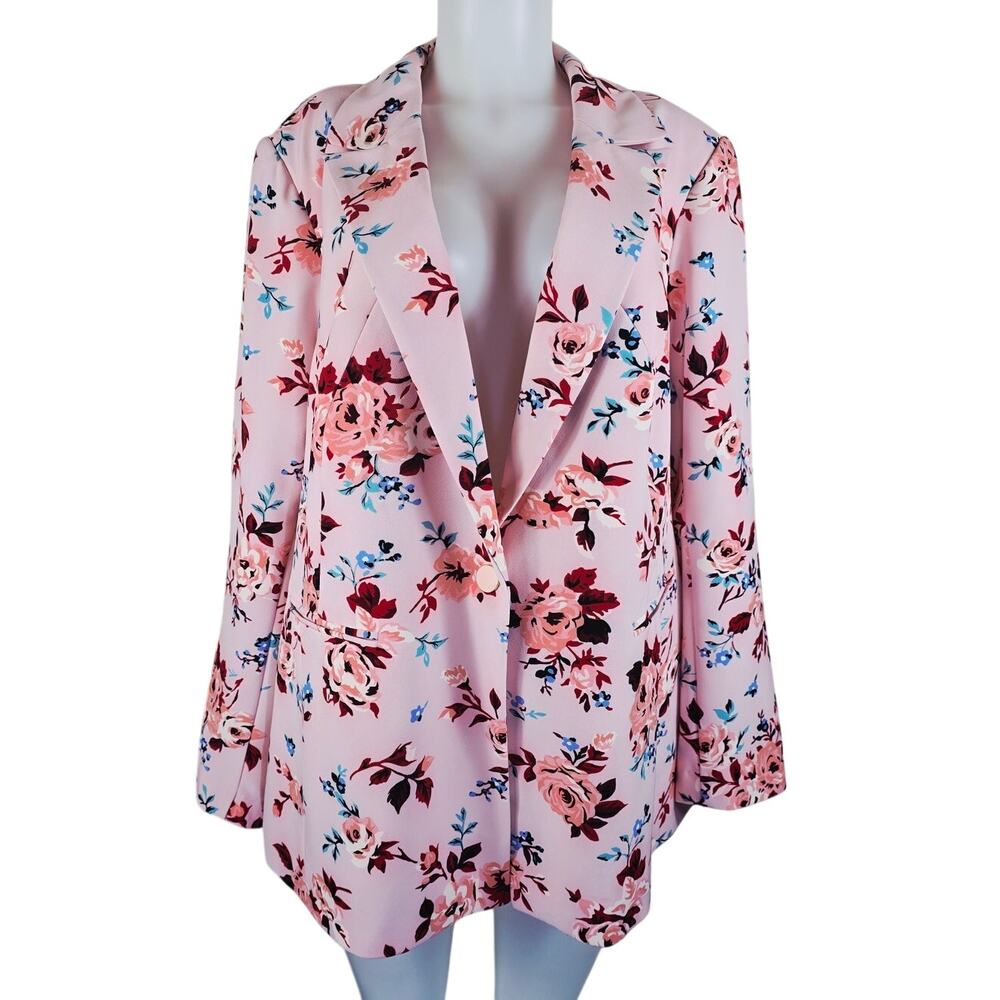 Lane Bryant Gorgeous Pink Floral Business Work Blazer Women's 24